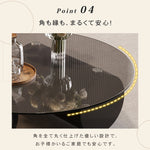 強化ガラス天板センターテーブルセットリビング用 丸型ローテーブル+サイドテーブル モダンデザイン htyjj-6619