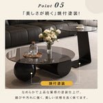 強化ガラス天板センターテーブルセットリビング用 丸型ローテーブル+サイドテーブル モダンデザイン htyjj-6619