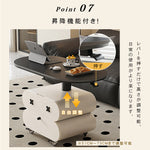 セラミック天板センターテーブルリビング用 昇降式ローテーブル 収納付きキャスタータイプ htyjj-6622