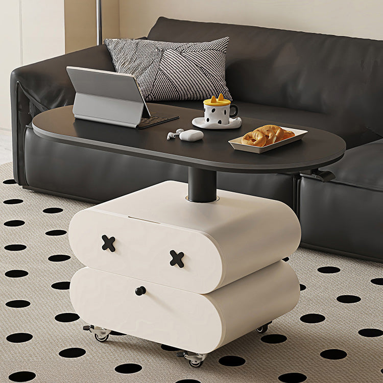 セラミック天板センターテーブルリビング用 昇降式ローテーブル 収納付きキャスタータイプ htyjj-6622