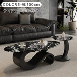 高級マイクロクリスタルストーン天板 リビングセンターテーブルセットブラックマーブル調ローテーブル&サイドテーブル モダンインテリア htyjj-6625