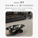 高級マイクロクリスタルストーン天板 リビングセンターテーブルセットブラックマーブル調ローテーブル&サイドテーブル モダンインテリア htyjj-6625