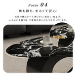 高級マイクロクリスタルストーン天板 リビングセンターテーブルセットブラックマーブル調ローテーブル&サイドテーブル モダンインテリア htyjj-6625