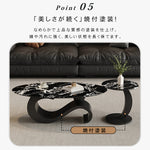 高級マイクロクリスタルストーン天板 リビングセンターテーブルセットブラックマーブル調ローテーブル&サイドテーブル モダンインテリア htyjj-6625