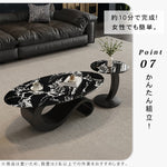 高級マイクロクリスタルストーン天板 リビングセンターテーブルセットブラックマーブル調ローテーブル&サイドテーブル モダンインテリア htyjj-6625