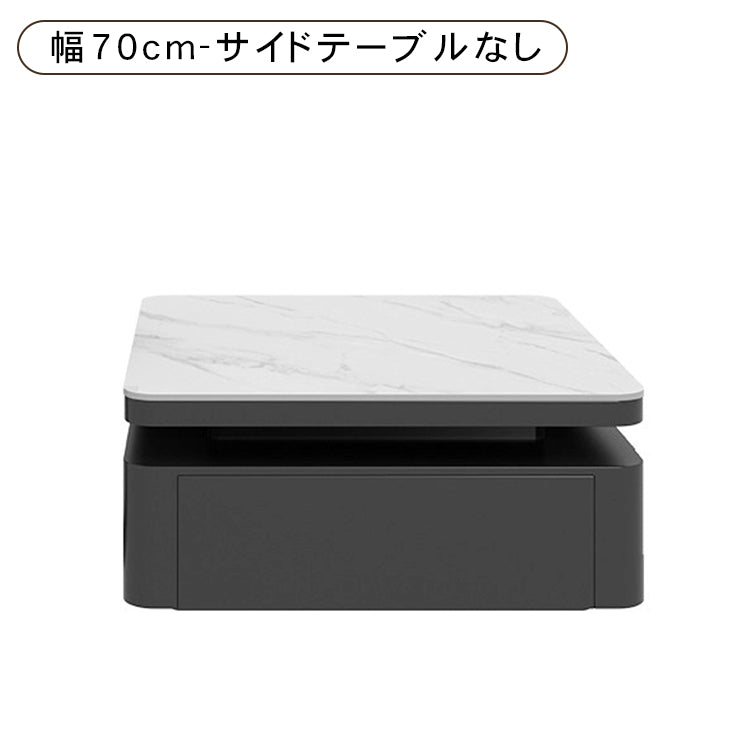 光沢ホワイト イタリアンモダン セラミック天板 センターテーブル|収納付き 正方形 リビングテーブル サイドテーブルセット htyjj-7364-c2