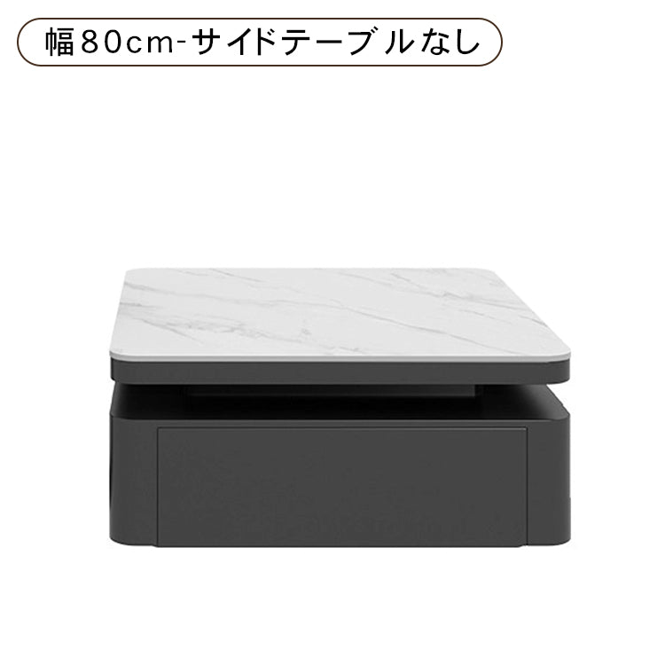 光沢ホワイト イタリアンモダン セラミック天板 センターテーブル|収納付き 正方形 リビングテーブル サイドテーブルセット htyjj-7364-c2