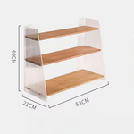 ブラックウォールナット無垢材アクリル天板ディスプレイラック収納棚 htysd-3183