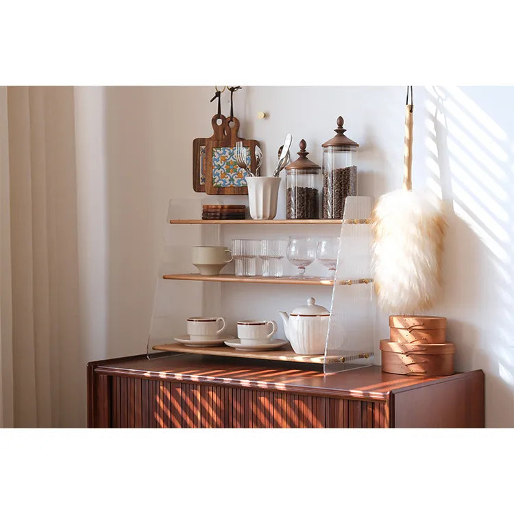 ラック ライトブラウン ブラウン チェリー材 アクリル ウォールナット htysd-3183