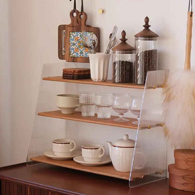 ラック ライトブラウン ブラウン チェリー材 アクリル ウォールナット htysd-3183