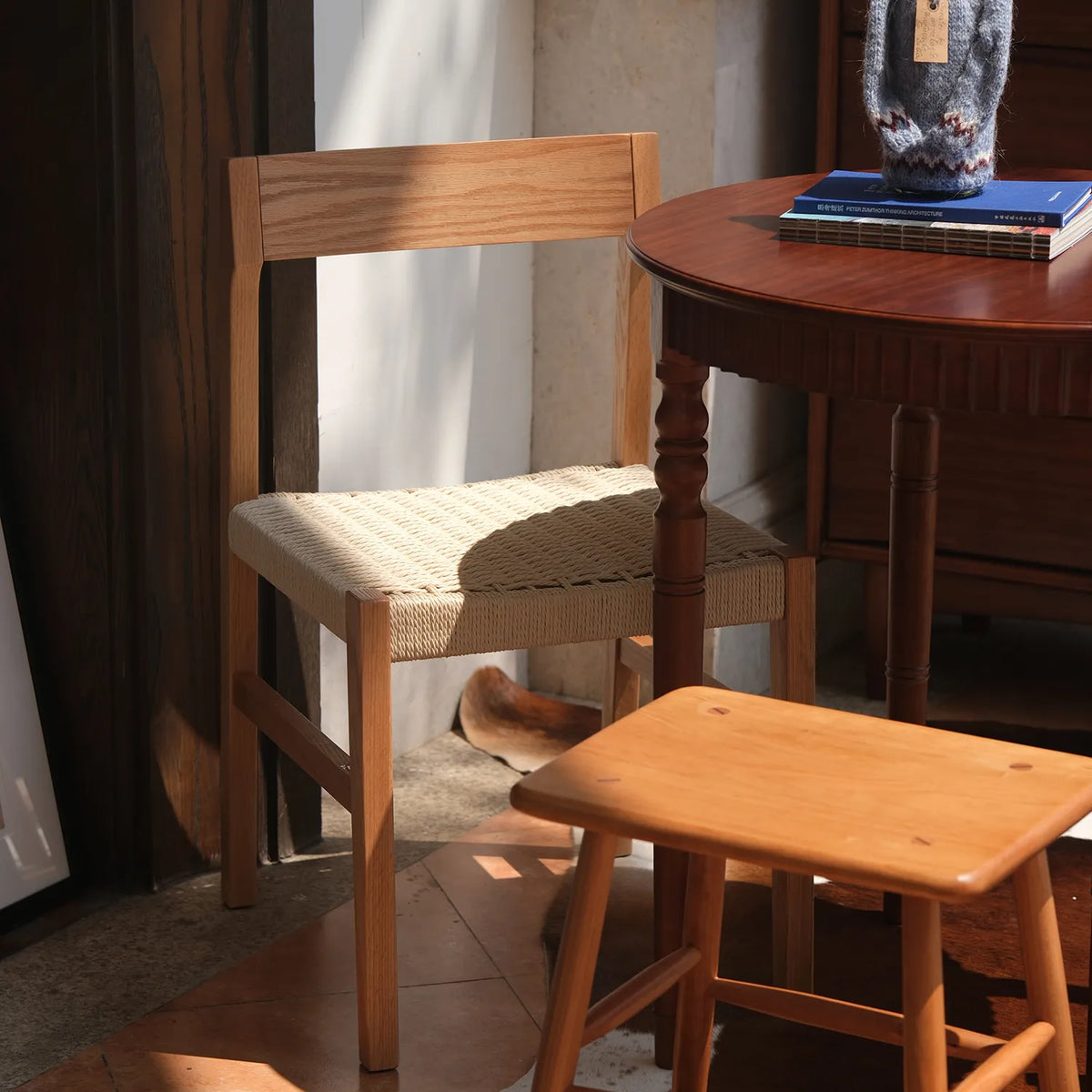 チェア ベージュ クラフト紙 チェリー材 レッドオーク htysd-3197