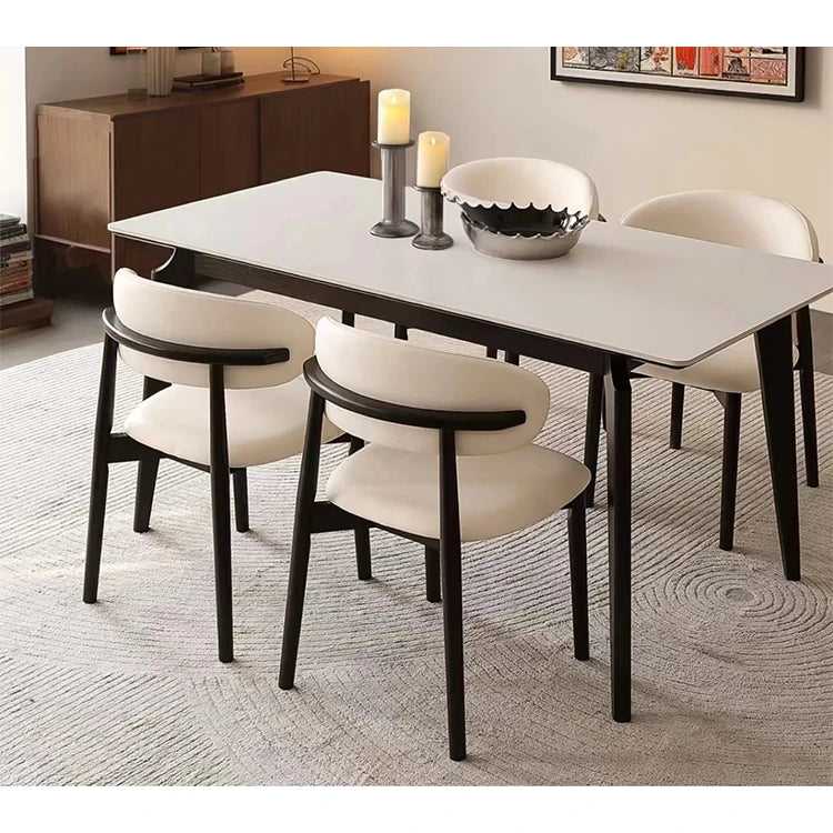 シンプルでスタイリッシュな合成皮革チェア - エアレザー PUレザー、アッシュ材脚付き hwzg-4566