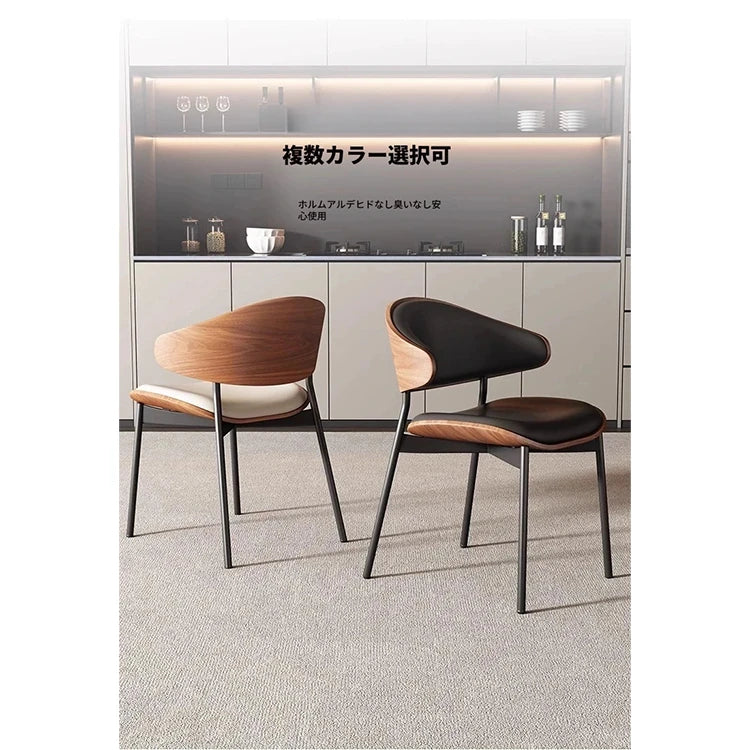 シンプルでスタイリッシュな合成皮革チェア - エアレザー PUレザー、アッシュ材脚付き hwzg-4566