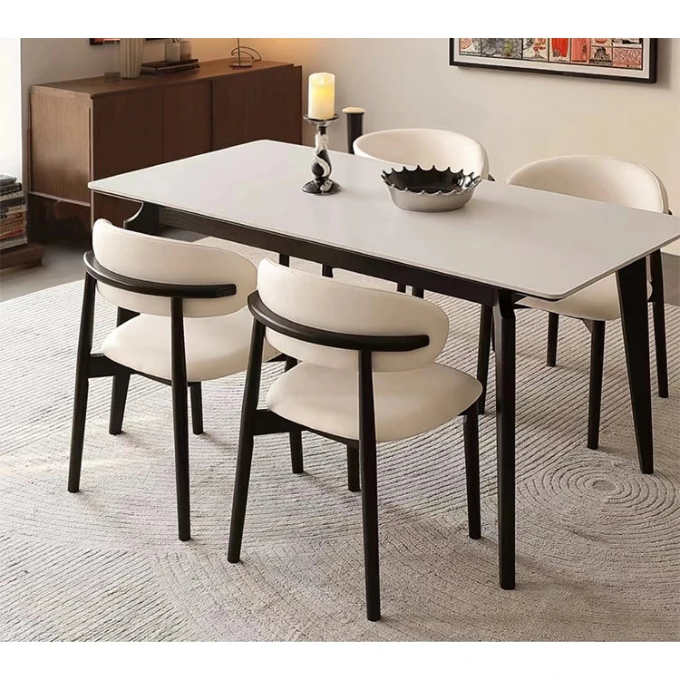 シンプルでスタイリッシュな合成皮革チェア - エアレザー PUレザー、アッシュ材脚付き hwzg-4566