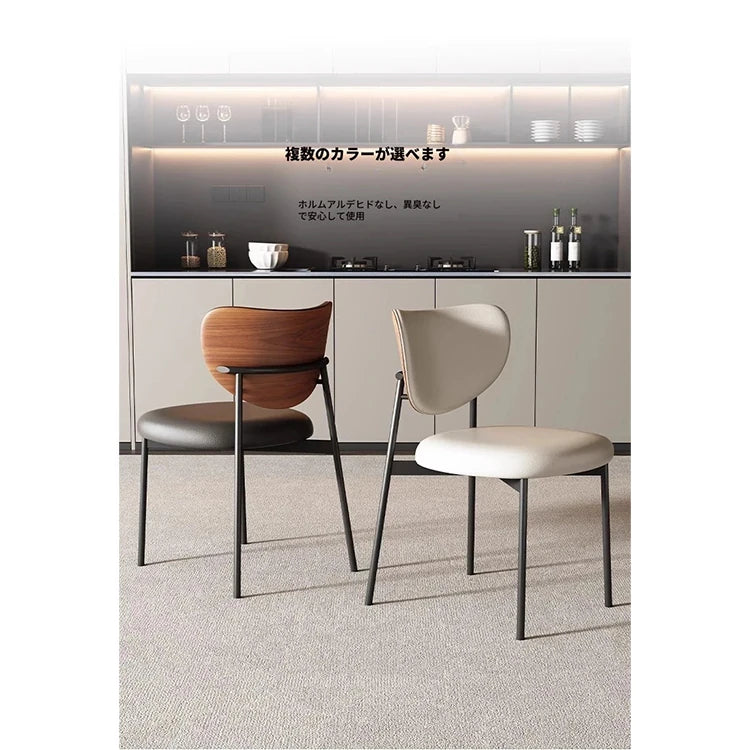 シンプルでスタイリッシュな合成皮革チェア - エアレザー PUレザー、アッシュ材脚付き hwzg-4566