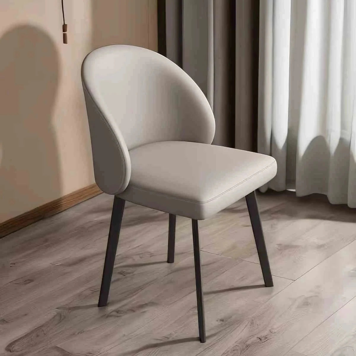 シンプルでスタイリッシュな合成皮革チェア - エアレザー PUレザー、アッシュ材脚付き hwzg-4566