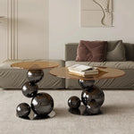 モダンデザイン強化ガラス製センターテーブル|スタイリッシュなステンレス脚付き hxbs-3027