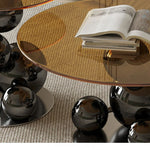 モダンデザイン強化ガラス製センターテーブル|スタイリッシュなステンレス脚付き hxbs-3027