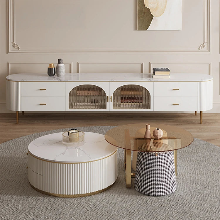 モダンデザイン 強化ガラス&ステンレス製 センターテーブル - おしゃれなパイン材のアクセント付き - リビングルーム向け 高級感溢れるインテリア家具 hxbs-3029