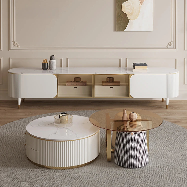 モダンデザイン 強化ガラス&ステンレス製 センターテーブル - おしゃれなパイン材のアクセント付き - リビングルーム向け 高級感溢れるインテリア家具 hxbs-3029