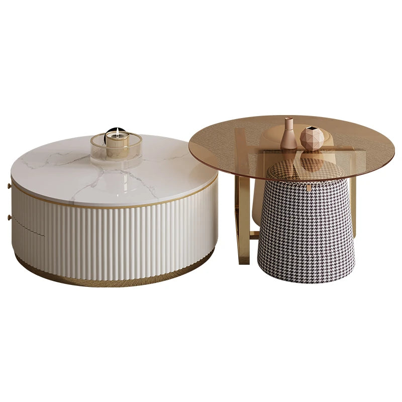 モダンデザイン 強化ガラス&ステンレス製 センターテーブル - おしゃれなパイン材のアクセント付き - リビングルーム向け 高級感溢れるインテリア家具 hxbs-3029