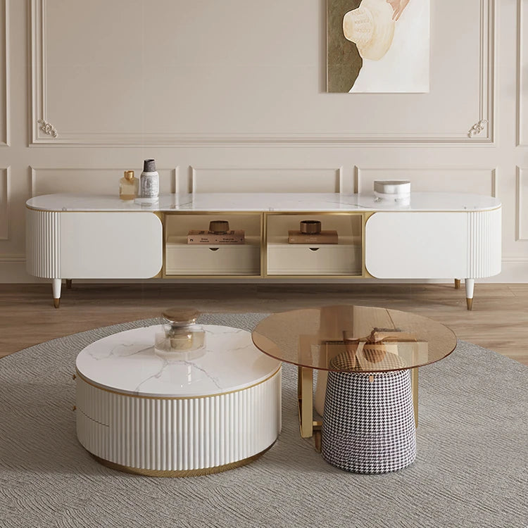 モダンデザイン 強化ガラス&ステンレス製 センターテーブル - おしゃれなパイン材のアクセント付き - リビングルーム向け 高級感溢れるインテリア家具 hxbs-3029