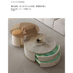 モダンデザイン 強化ガラス&ステンレス製 センターテーブル - おしゃれなパイン材のアクセント付き - リビングルーム向け 高級感溢れるインテリア家具 hxbs-3029