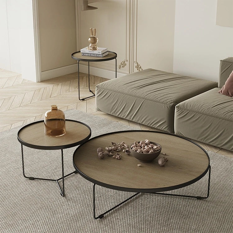 モダンな多層板製センターテーブルセット|おしゃれなリビングに最適な丸型デザイン hxbs-3031