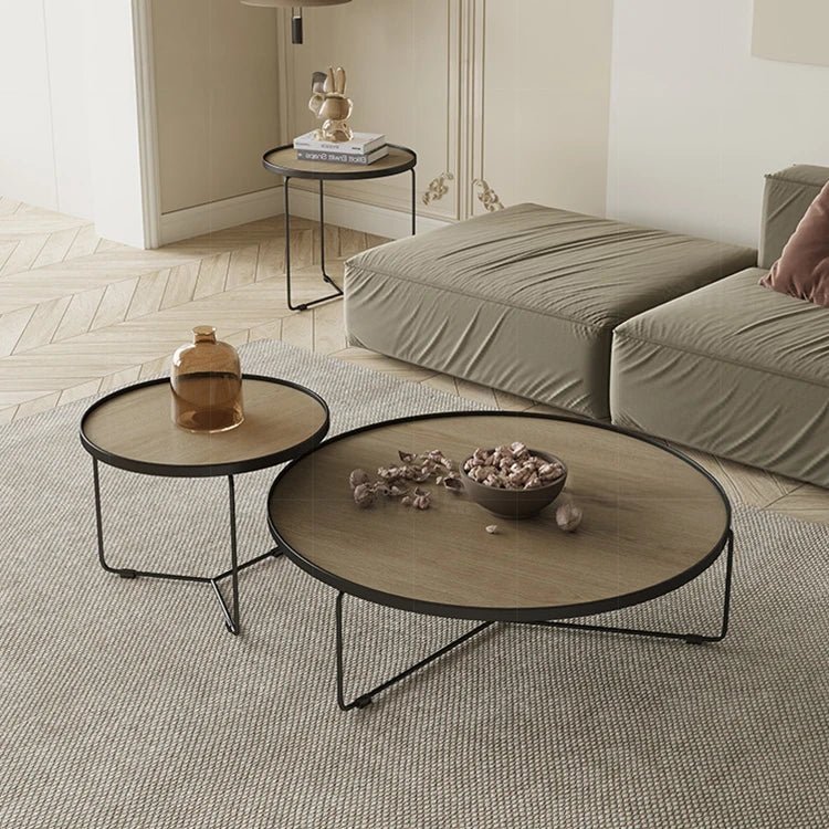 モダンな多層板製センターテーブルセット|おしゃれなリビングに最適な丸型デザイン hxbs-3031