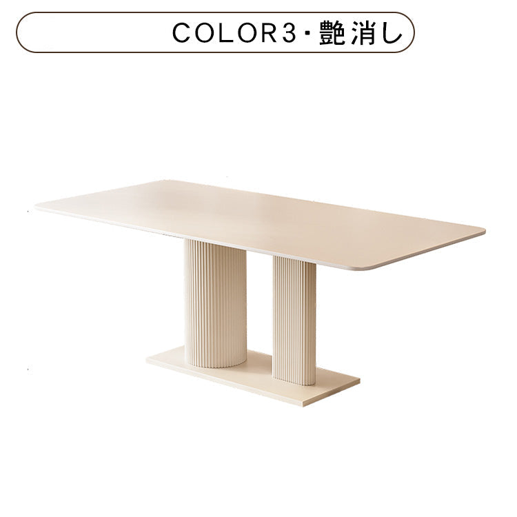 クリーム風トラバーチン岩板ダイニングテーブル ホワイト長方形 軽ラグジュアリーモダンデザインセットhxh-5699