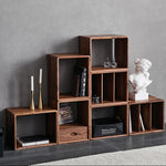 自由組み合わせ可能な木製扉付きフロア収納キャビネット 多段式で壁際やコーナーに最適 hxhcy-5437