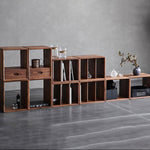 自由組み合わせ可能な木製扉付きフロア収納キャビネット 多段式で壁際やコーナーに最適 hxhcy-5437