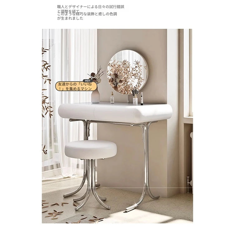 モダンデザインのコスメティックテーブル|多層板・MDF・ステンレス使用|美しい鏡付きドレッサーセット hxy-5159