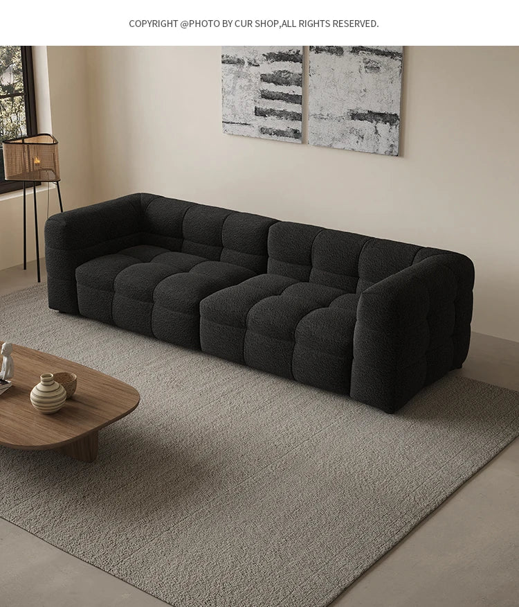 モダンシープボアソファー | ダウン・パイン・オーク素材 | スタイリッシュなリビング空間を演出する最高の座り心地 hxy-5160