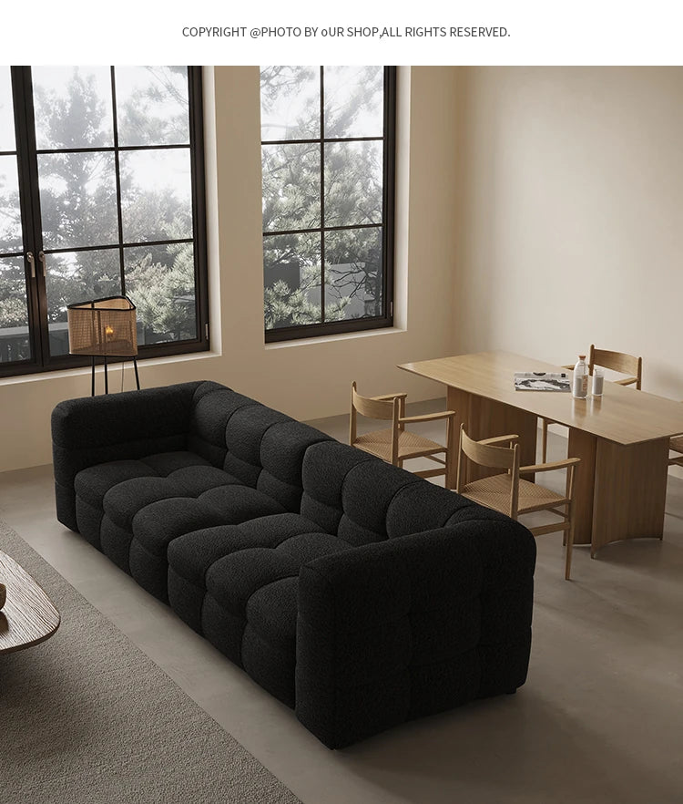 モダンシープボアソファー | ダウン・パイン・オーク素材 | スタイリッシュなリビング空間を演出する最高の座り心地 hxy-5160