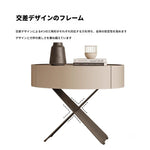 モダンなナイトテーブル | 合成皮革とステンレス製のスタイリッシュなデザイン | おしゃれな寝室やリビングに最適! hxy-5162