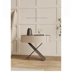 モダンなナイトテーブル | 合成皮革とステンレス製のスタイリッシュなデザイン | おしゃれな寝室やリビングに最適! hxy-5162