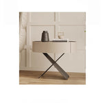 モダンなナイトテーブル | 合成皮革とステンレス製のスタイリッシュなデザイン | おしゃれな寝室やリビングに最適! hxy-5162