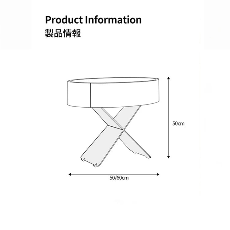 モダンなナイトテーブル | 合成皮革とステンレス製のスタイリッシュなデザイン | おしゃれな寝室やリビングに最適! hxy-5162