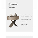 モダンなナイトテーブル | 合成皮革とステンレス製のスタイリッシュなデザイン | おしゃれな寝室やリビングに最適! hxy-5162