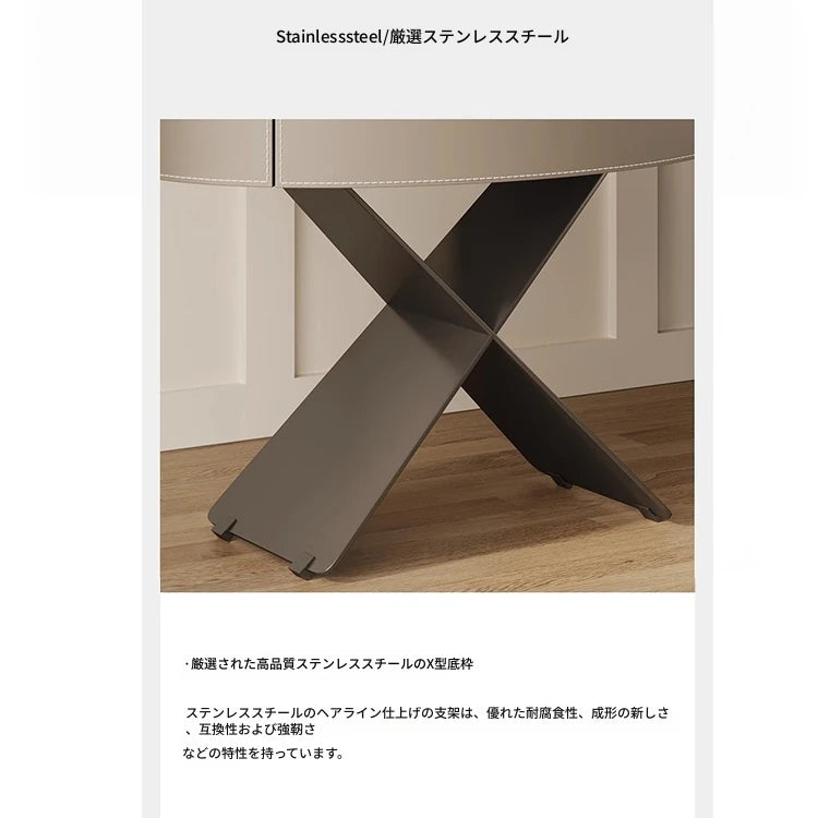 モダンなナイトテーブル | 合成皮革とステンレス製のスタイリッシュなデザイン | おしゃれな寝室やリビングに最適! hxy-5162