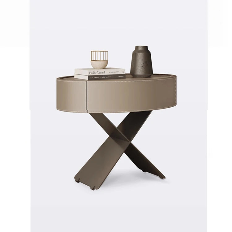 モダンなナイトテーブル | 合成皮革とステンレス製のスタイリッシュなデザイン | おしゃれな寝室やリビングに最適! hxy-5162