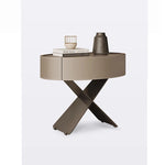 モダンなナイトテーブル | 合成皮革とステンレス製のスタイリッシュなデザイン | おしゃれな寝室やリビングに最適! hxy-5162