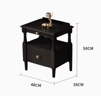 アッシュ材のナイトテーブル - クラシックデザインで機能的な収納付き家具 hxy-5163