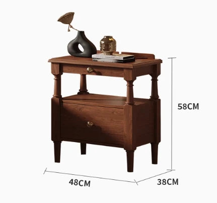 アッシュ材のナイトテーブル - クラシックデザインで機能的な収納付き家具 hxy-5163