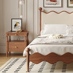 アッシュ材のナイトテーブル - クラシックデザインで機能的な収納付き家具 hxy-5163