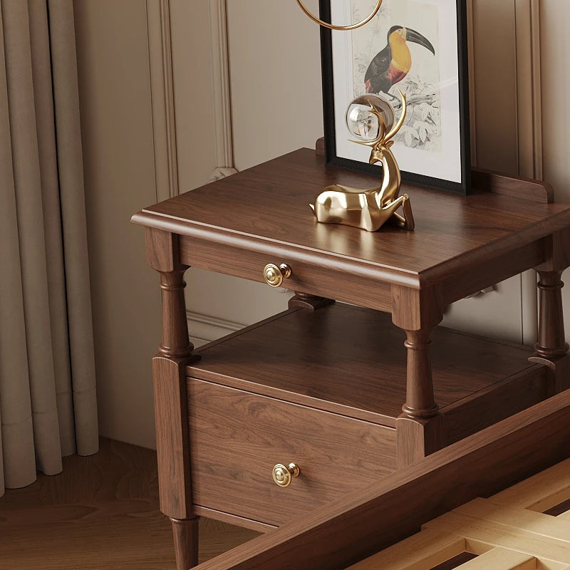 アッシュ材のナイトテーブル - クラシックデザインで機能的な収納付き家具 hxy-5163