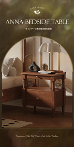 アッシュ材のナイトテーブル - クラシックデザインで機能的な収納付き家具 hxy-5163