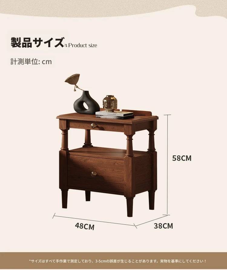 アッシュ材のナイトテーブル - クラシックデザインで機能的な収納付き家具 hxy-5163