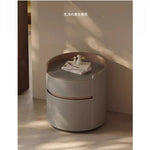 スタイリッシュな多層板ナイトテーブル - 合成皮革とパイン材デザイン、収納力抜群! hxy-5167